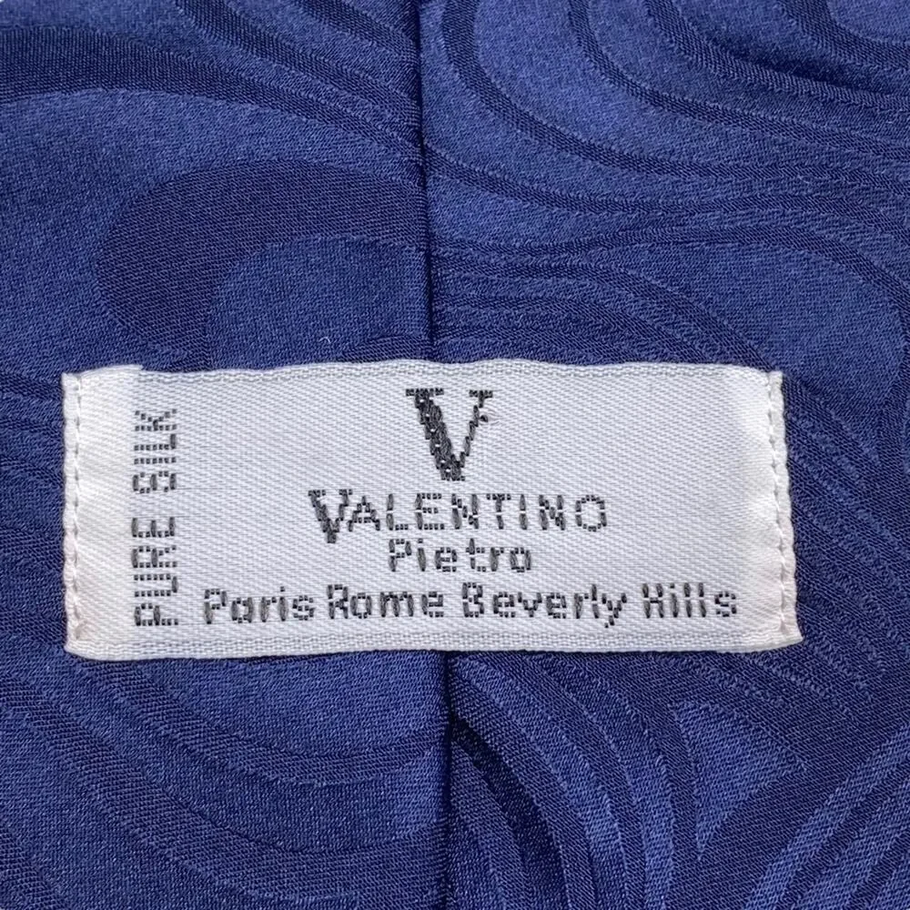 Vintage Valentino Blue Red Abstract 100% Silk Made In USA Neck Tie